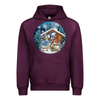 Mauve Wine Winter Farm Animals Urban Hoodie - FaDigitalArtStudio