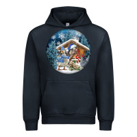 Navy Winter Farm Animals Urban Hoodie - FaDigitalArtStudio