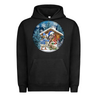 Pigment Black Winter Farm Animals Urban Hoodie - FaDigitalArtStudio