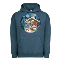 Pigment Midnight Navy Winter Farm Animals Urban Hoodie - FaDigitalArtStudio