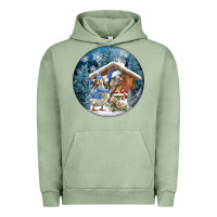 Pigment Oil Green Winter Farm Animals Urban Hoodie - FaDigitalArtStudio