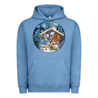 Pigment Pebble Blue Winter Farm Animals Urban Hoodie - FaDigitalArtStudio