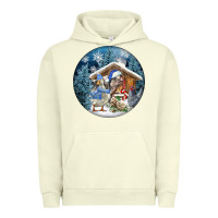 Pigment Pistachio Winter Farm Animals Urban Hoodie - FaDigitalArtStudio