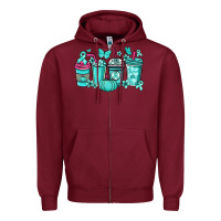 Burgundy Ovarian Cancer coffee cups teal ribbon Zipper Hoodie - NancyCooperArtShop