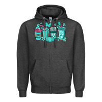 Ovarian Cancer Coffee Cups Teal Ribbon Zipper Hoodie | Teevron