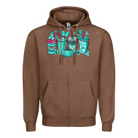 Chestnut Ovarian Cancer coffee cups teal ribbon Zipper Hoodie - NancyCooperArtShop