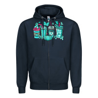 Navy Ovarian Cancer coffee cups teal ribbon Zipper Hoodie - NancyCooperArtShop