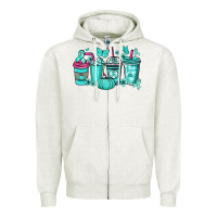 Oatmeal Heather Ovarian Cancer coffee cups teal ribbon Zipper Hoodie - NancyCooperArtShop