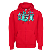Red Ovarian Cancer coffee cups teal ribbon Zipper Hoodie - NancyCooperArtShop