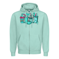 Seafoam Ovarian Cancer coffee cups teal ribbon Zipper Hoodie - NancyCooperArtShop