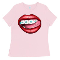 Bubblegum Pink Lips Dental Braces Ladies Tee - Artiststas