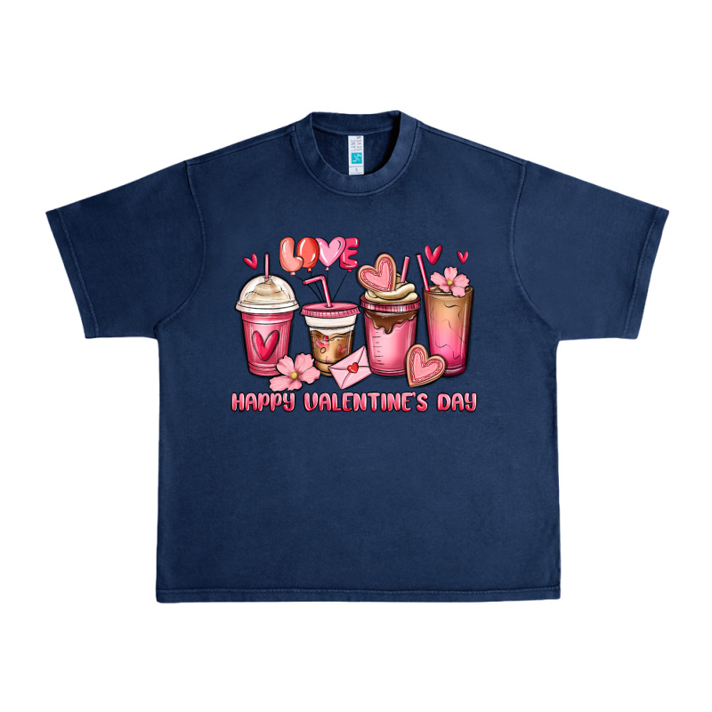 Happy Valentine's Day Coffee Cups Urban Heavy Tee by MaliasSmallBusiness | Teevron