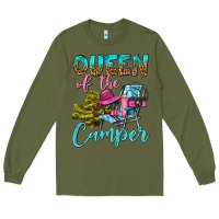 Army Green Queen Of The Camper Long Sleeve Tee - BundleAndBundleShop