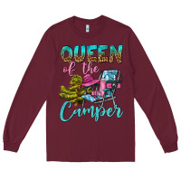 Burgundy Queen Of The Camper Long Sleeve Tee - BundleAndBundleShop