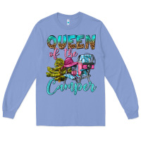 Colony Blue Queen Of The Camper Long Sleeve Tee - BundleAndBundleShop