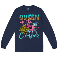Navy Queen Of The Camper Long Sleeve Tee - BundleAndBundleShop