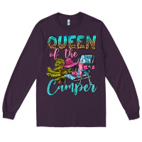 Plum Queen Of The Camper Long Sleeve Tee - BundleAndBundleShop