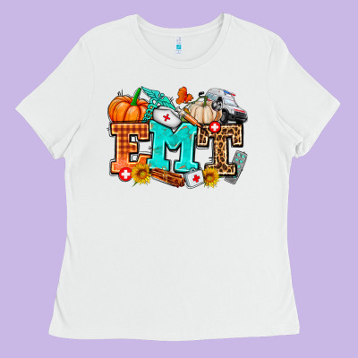 Emt With Fall Ladies Tee Designed By Adodesignshop