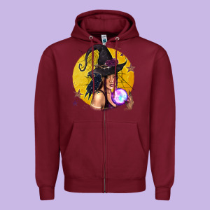 Black Witch Zipper Hoodie Designed By Texasbilliewilder