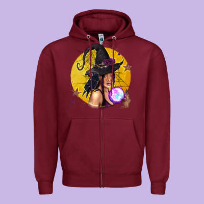 Black Witch Zipper Hoodie Designed By Texasbilliewilder