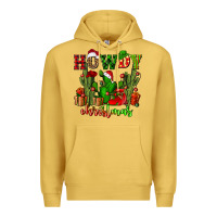 Antique Gold howdy christmas with cactusses Premium Hoodie - CowGirlArtShop