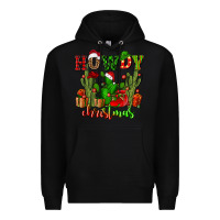 Black howdy christmas with cactusses Premium Hoodie - CowGirlArtShop