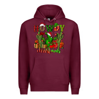Burgundy howdy christmas with cactusses Premium Hoodie - CowGirlArtShop