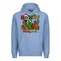 Colony Blue howdy christmas with cactusses Premium Hoodie - CowGirlArtShop
