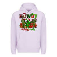 Lilac howdy christmas with cactusses Premium Hoodie - CowGirlArtShop