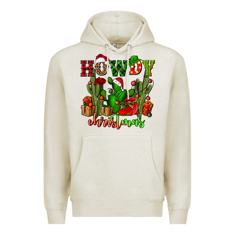Howdy Christmas With Cactusses Premium Hoodie by CowGirlArtShop | Teevron