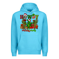 Ocean Blue howdy christmas with cactusses Premium Hoodie - CowGirlArtShop