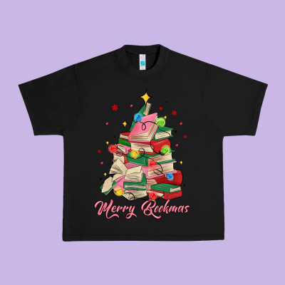 Merry Bookmas Christmas Book Tree Urban Heavy Tee Designed By Maliassmallbusiness