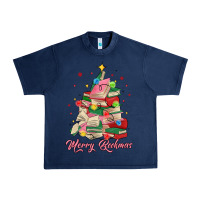 Navy merry bookmas christmas book tree Urban Heavy Tee - MaliasSmallBusiness