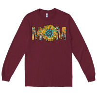Burgundy Western Mom With Gemstone And Sunflower Long Sleeve Tee - BundleAndBundleShop