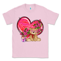 Bubblegum Pink valentines heart with bear Classic Tee - NancyCooperArtShop