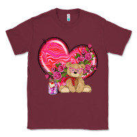 Burgundy valentines heart with bear Classic Tee - NancyCooperArtShop