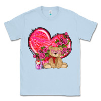 Dusty Blue valentines heart with bear Classic Tee - NancyCooperArtShop