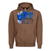 Chestnut Her fight is our fight Colon Cancer blue ribbon Zipper Hoodie - NancyCooperArtShop