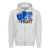 Her Fight Is Our Fight Colon Cancer Blue Ribbon Zipper Hoodie | Teevron