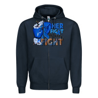 Navy Her fight is our fight Colon Cancer blue ribbon Zipper Hoodie - NancyCooperArtShop