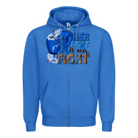 True Royal Her fight is our fight Colon Cancer blue ribbon Zipper Hoodie - NancyCooperArtShop