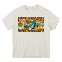 Cream Fall truck sunflowers Heavy Core Tee - Artiststas