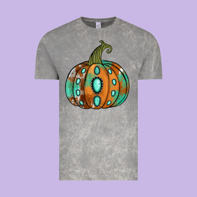 Western Cowhide Turquoise Pumpkin Vintage Tee Designed By Nancycooperartshop