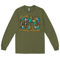 Army Green With God All Things Are Possible With Cross Long Sleeve Tee - BundleAndBundleShop
