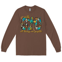 Chestnut With God All Things Are Possible With Cross Long Sleeve Tee - BundleAndBundleShop