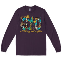Plum With God All Things Are Possible With Cross Long Sleeve Tee - BundleAndBundleShop