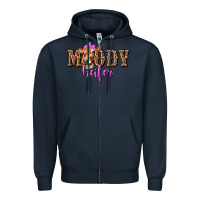 Navy Moody Heifer with Leopard Zipper Hoodie - texasbilliewilder