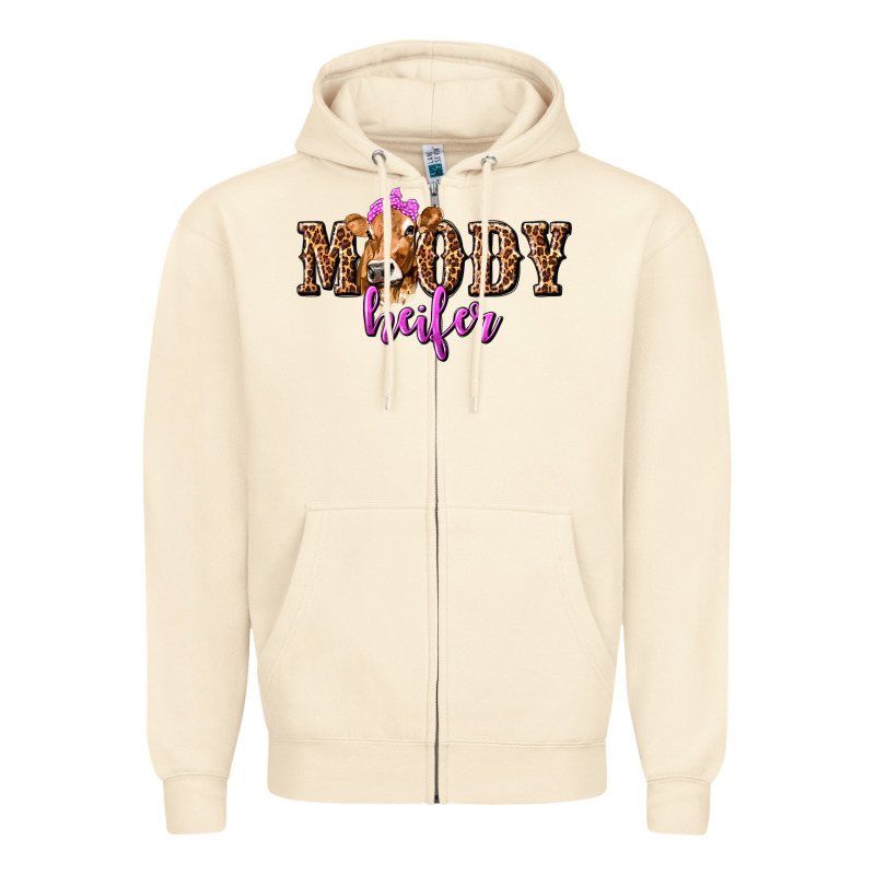 Moody Heifer With Leopard Zipper Hoodie by texasbilliewilder | Teevron