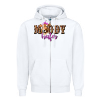 White Moody Heifer with Leopard Zipper Hoodie - texasbilliewilder