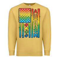 Antique Gold Autism American Flag Premium Sweatshirt - CowGirlArtShop